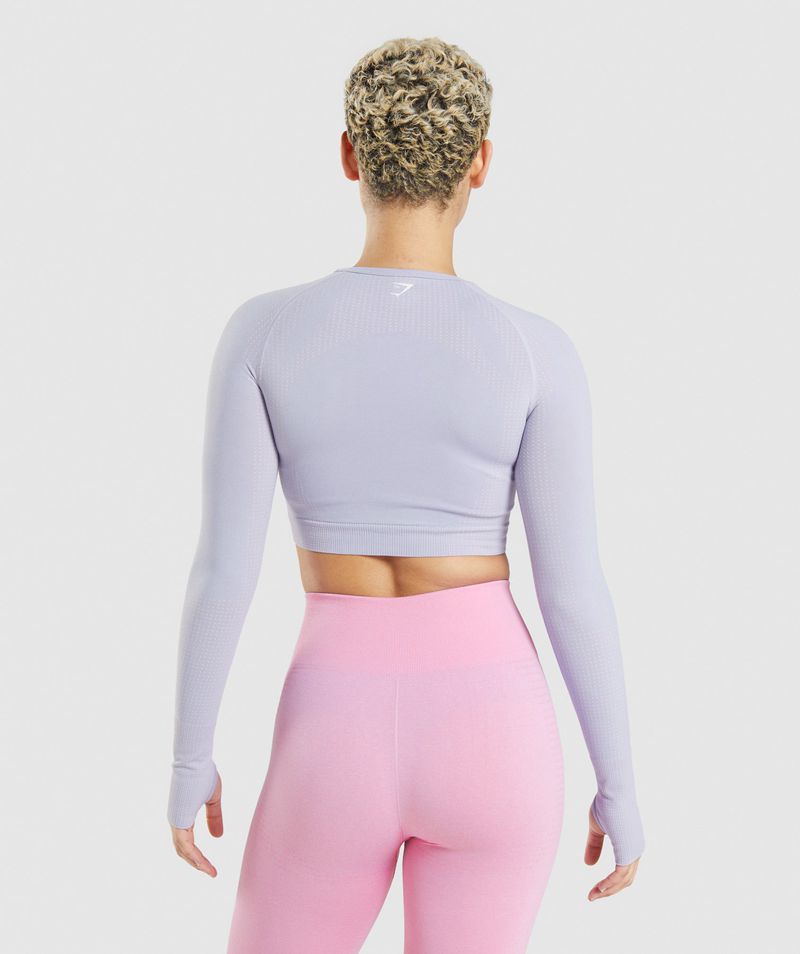 Women's Gymshark Vital Seamless 2.0 Crop Tops Blue | USA  0789-VRTSH