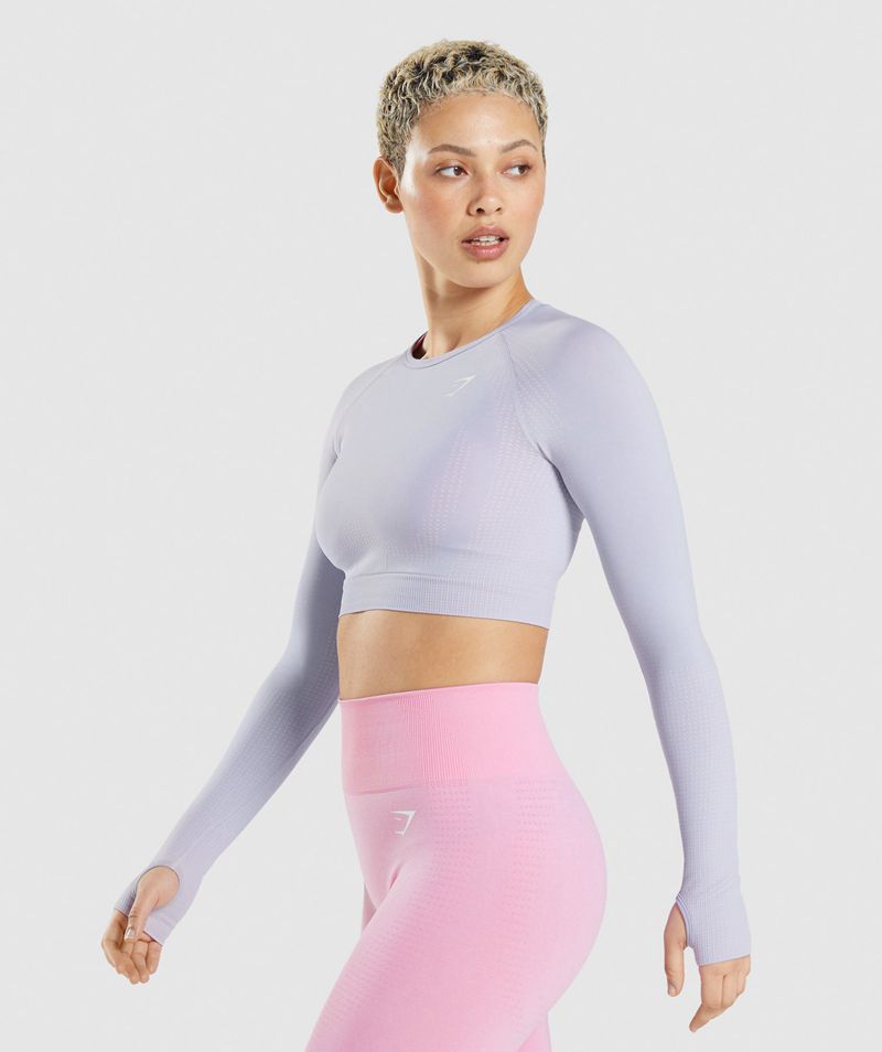 Women's Gymshark Vital Seamless 2.0 Crop Tops Blue | USA  0789-VRTSH