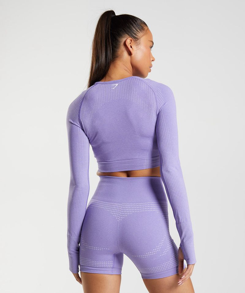 Women's Gymshark Vital Seamless 2.0 Crop Tops Purple | USA  5814-ONQFU