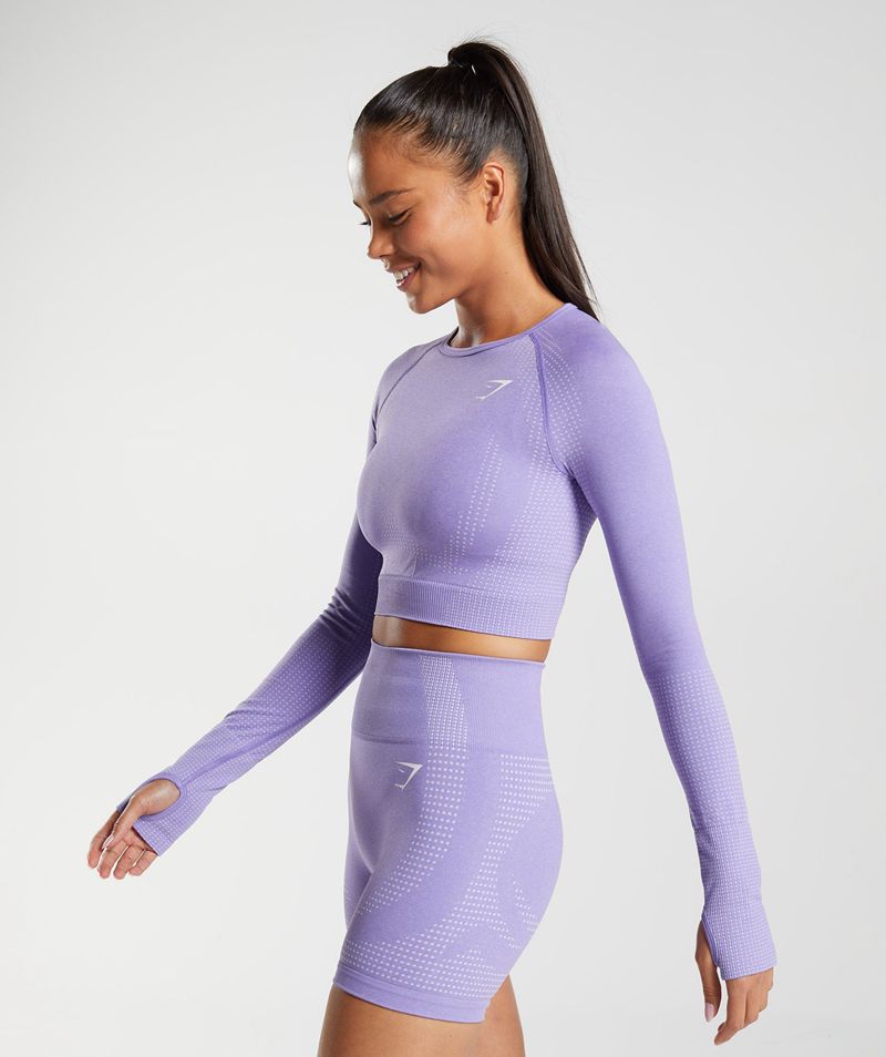 Women's Gymshark Vital Seamless 2.0 Crop Tops Purple | USA  5814-ONQFU