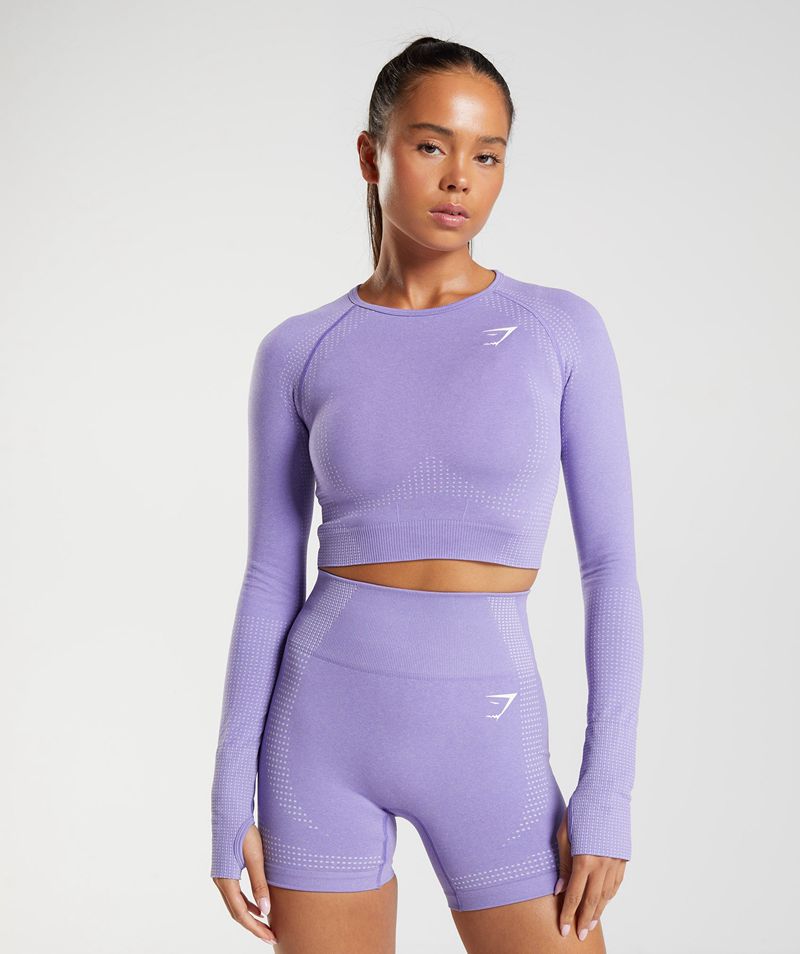 Women\'s Gymshark Vital Seamless 2.0 Crop Tops Purple | USA  5814-ONQFU