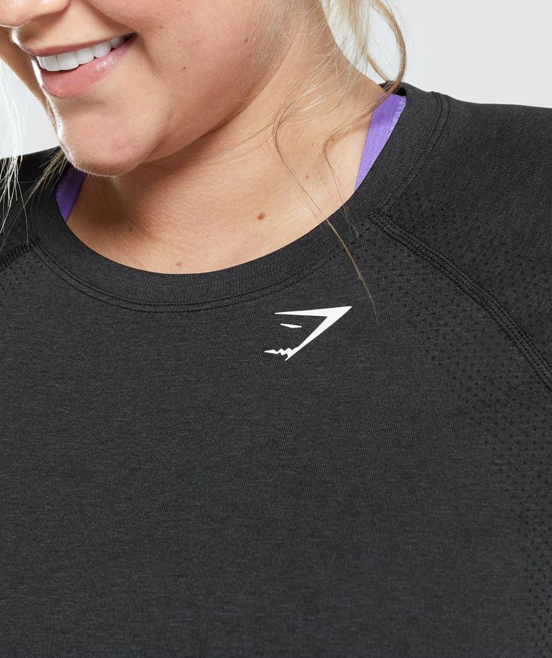 Women's Gymshark Vital Seamless 2.0 Light T-Shirts Black | USA  1062-TKFLA