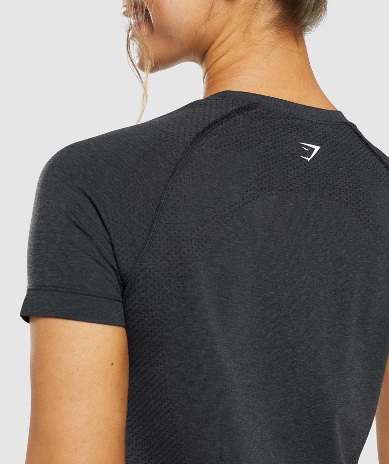 Women's Gymshark Vital Seamless 2.0 Light T-Shirts Black | USA  1062-TKFLA