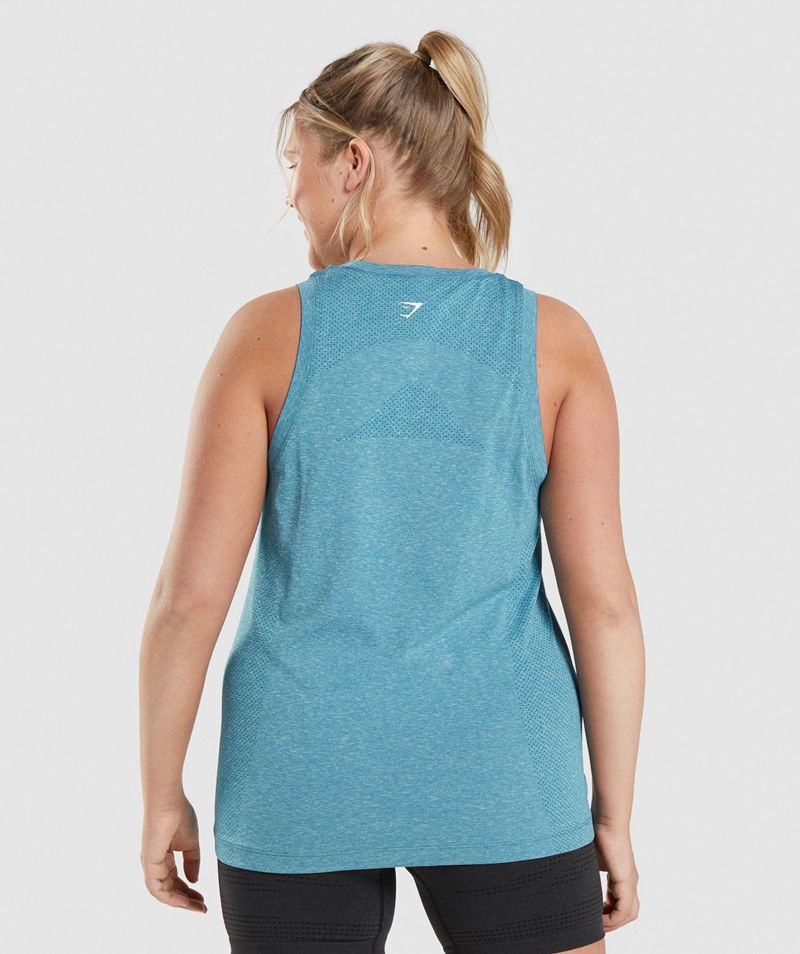 Women's Gymshark Vital Seamless 2.0 Light Tank Tops Blue | USA  8715-RHUMQ