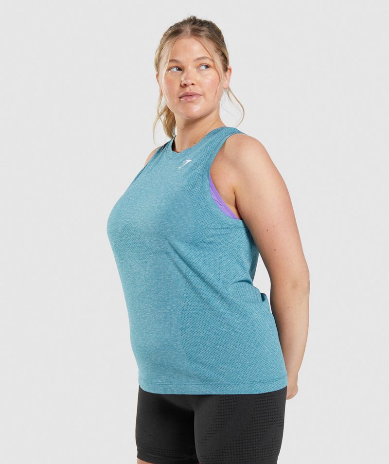 Women's Gymshark Vital Seamless 2.0 Light Tank Tops Blue | USA  8715-RHUMQ