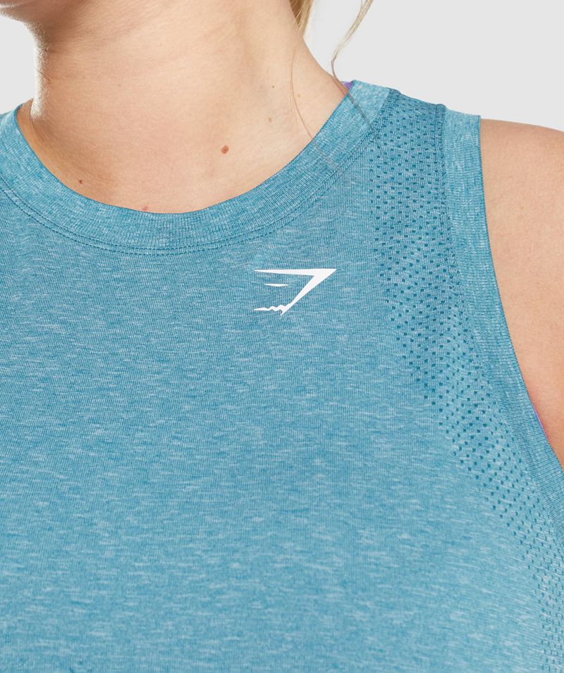 Women's Gymshark Vital Seamless 2.0 Light Tank Tops Blue | USA  8715-RHUMQ