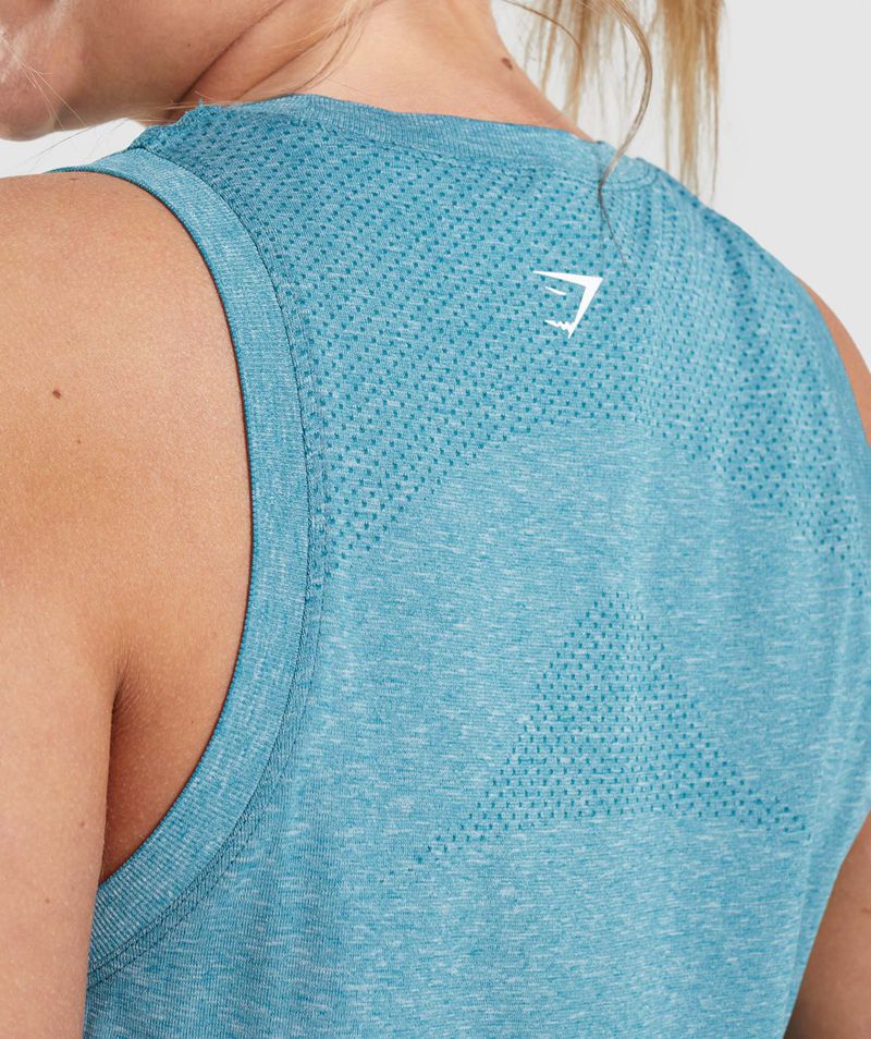 Women's Gymshark Vital Seamless 2.0 Light Tank Tops Blue | USA  8715-RHUMQ