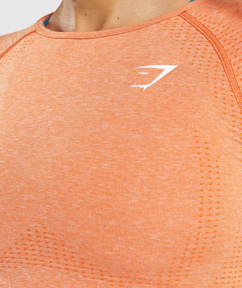 Women's Gymshark Vital Seamless 2.0 Long Sleeve Crop Tops Orange | USA  3684-GKINO