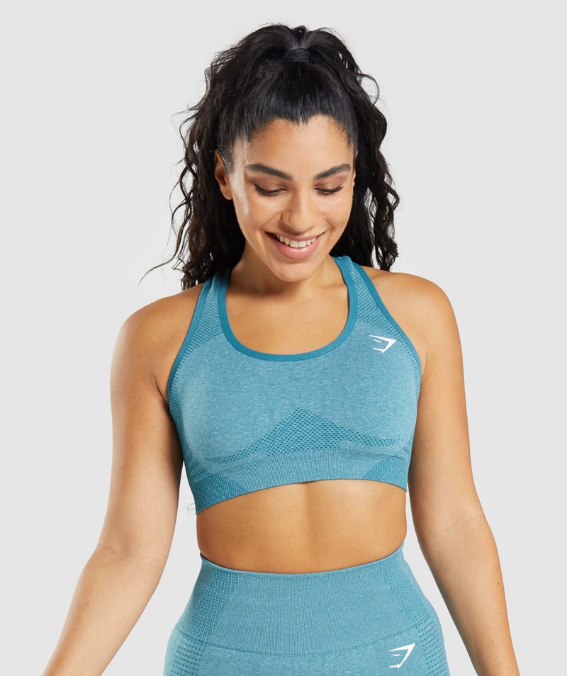 Women\'s Gymshark Vital Seamless 2.0 Sports Bra Blue | USA  9574-OZXHD