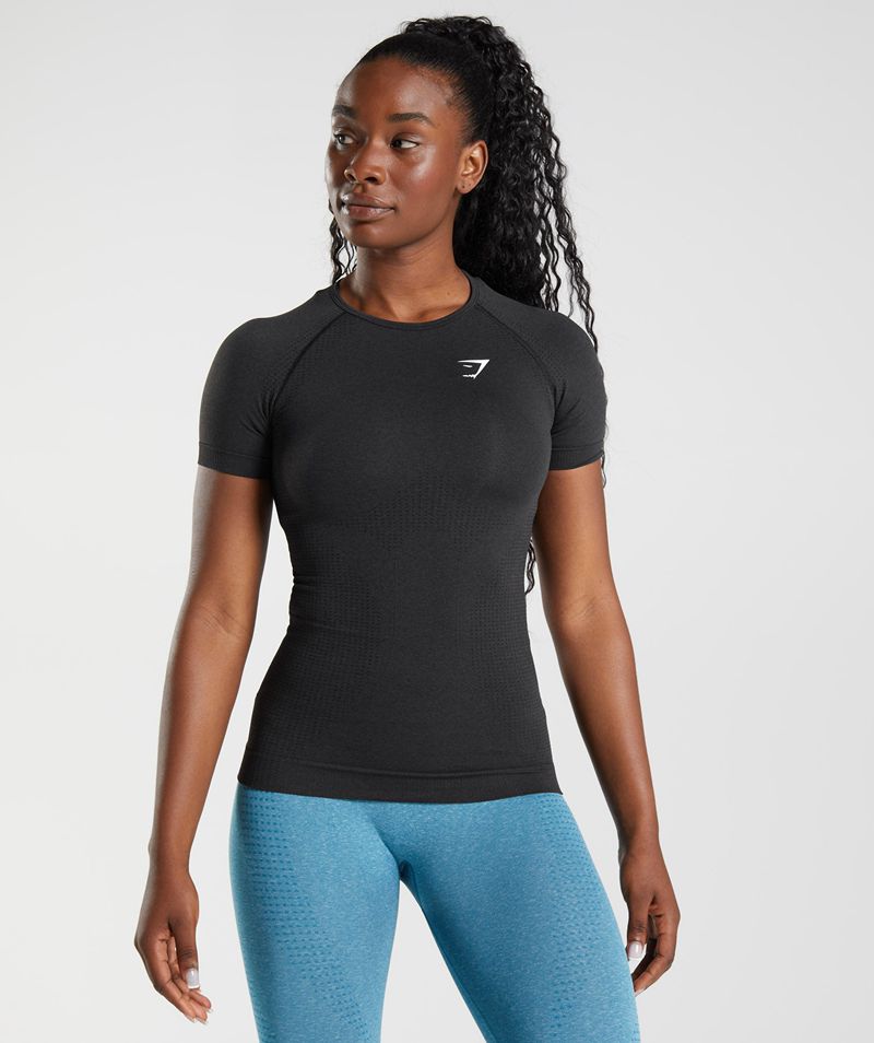 Women\'s Gymshark Vital Seamless 2.0 T-Shirts Black | USA  0325-FMGVN