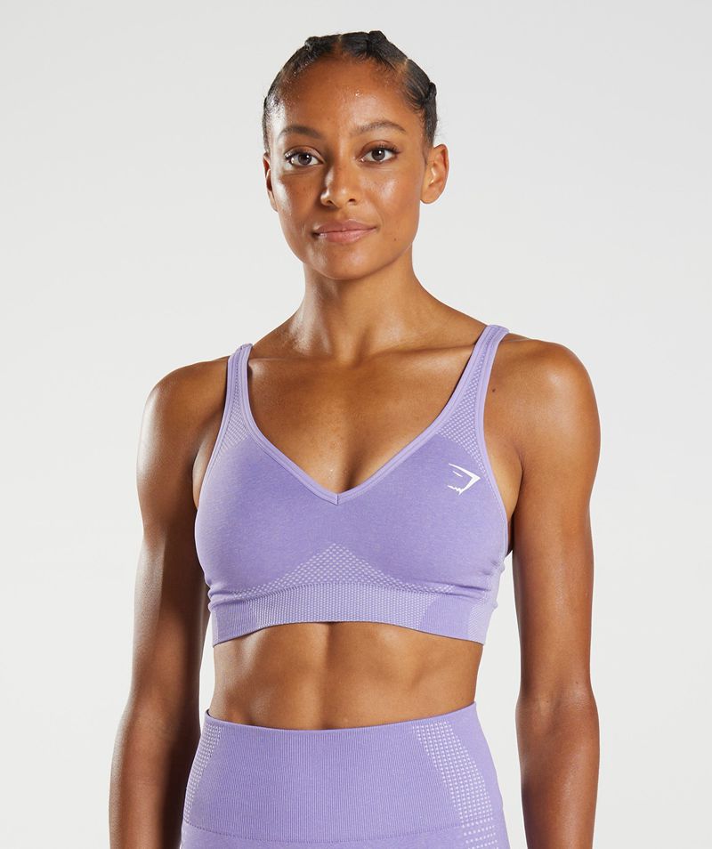 Women\'s Gymshark Vital Seamless 2.0 V Neck Sports Bra Purple | USA  8360-EYUSG