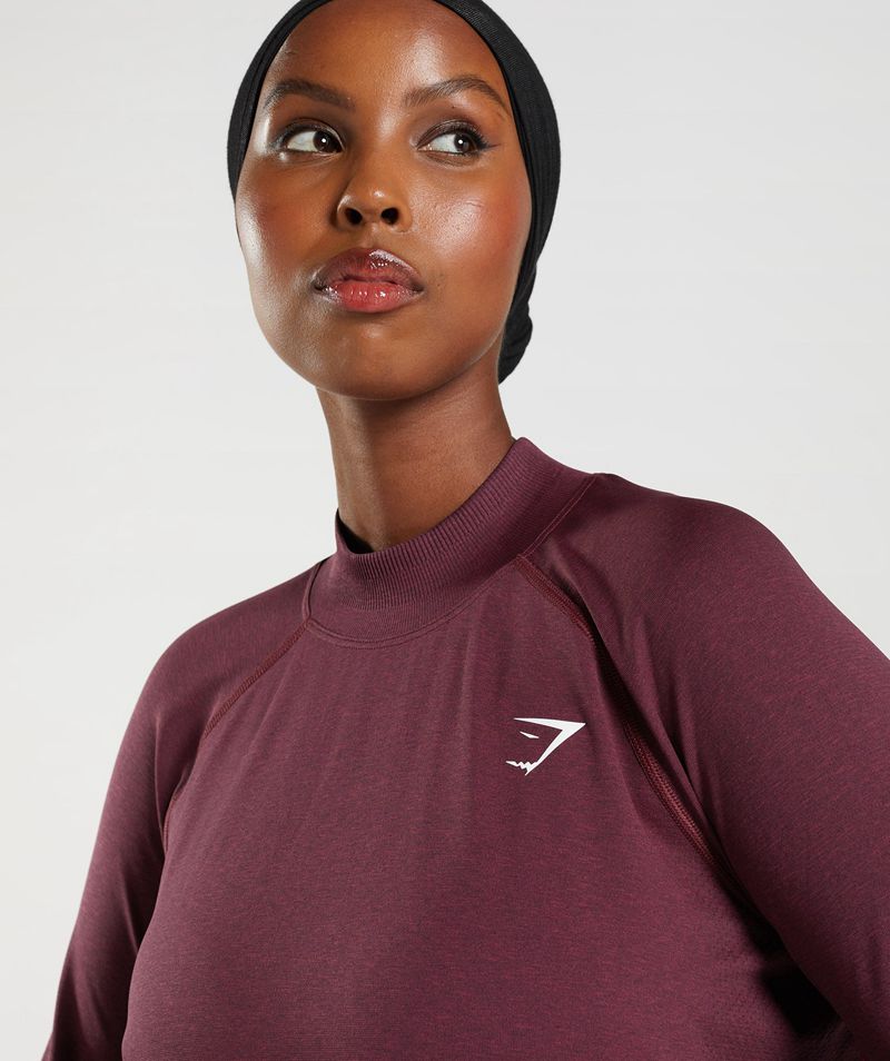 Women's Gymshark Vital Seamless Long Line Tops Burgundy | USA  3985-TKYCI