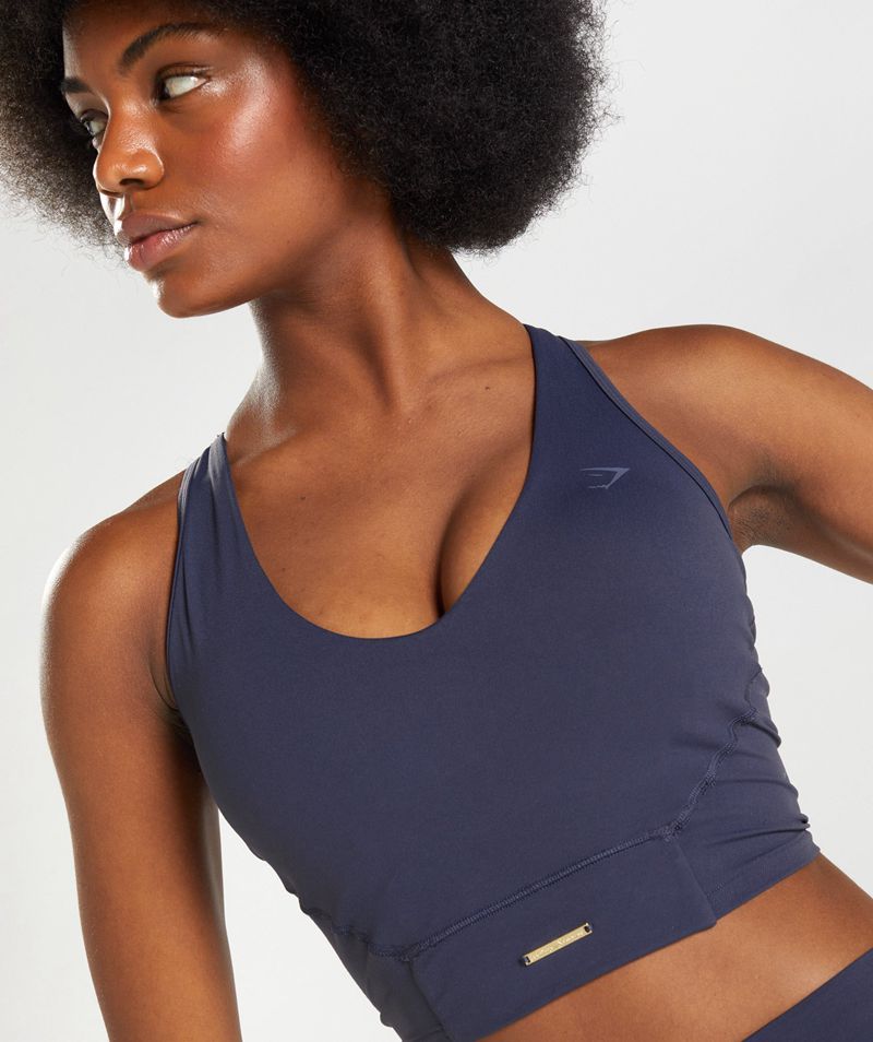 Women's Gymshark Whitney Crop Tank Tops Navy | USA  2913-DJZGS