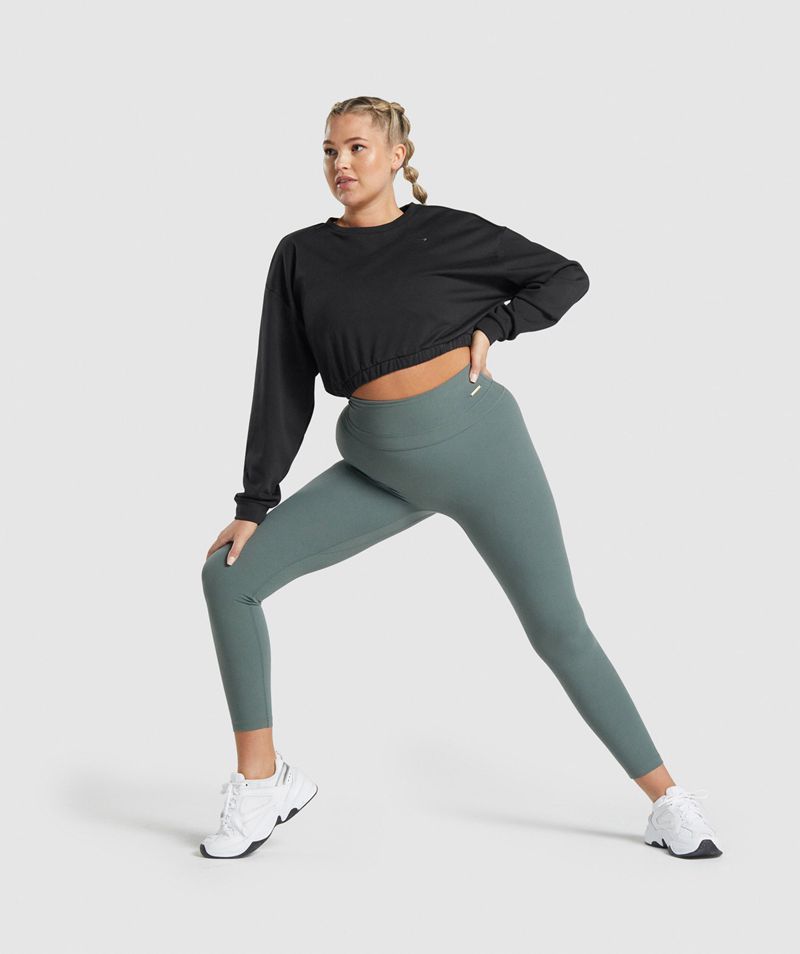 Women's Gymshark Whitney Cropped Pullover Black | USA  0284-VHPQK