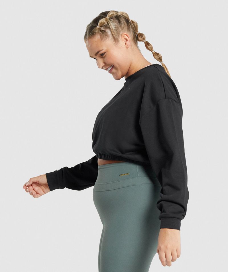 Women's Gymshark Whitney Cropped Pullover Black | USA  0284-VHPQK