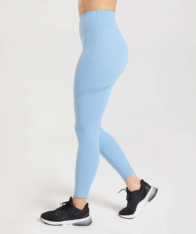 Women's Gymshark Whitney Mesh Leggings Blue | USA  6395-MALRS