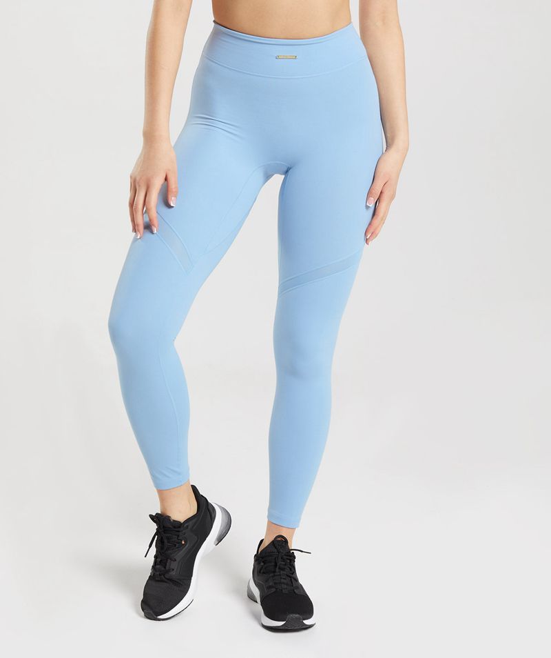 Women\'s Gymshark Whitney Mesh Leggings Blue | USA  6395-MALRS