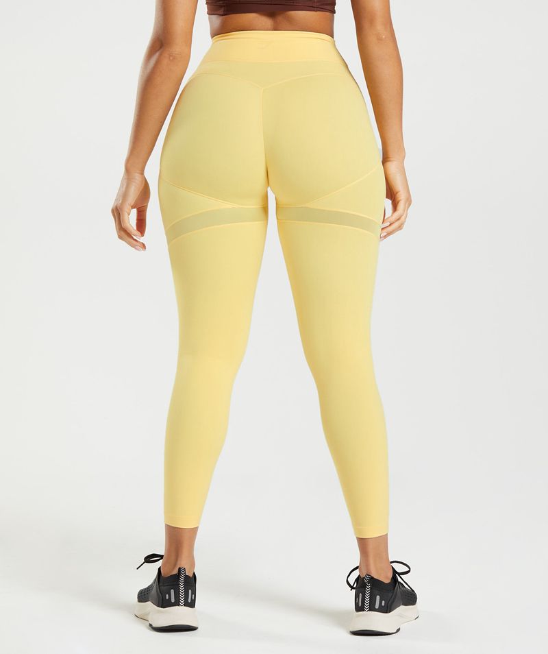 Women's Gymshark Whitney Mesh Leggings Yellow | USA  2537-AGILB