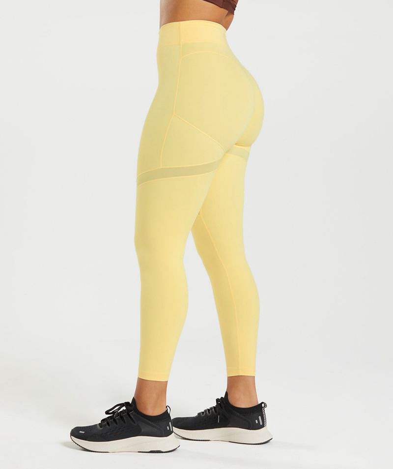 Women's Gymshark Whitney Mesh Leggings Yellow | USA  2537-AGILB