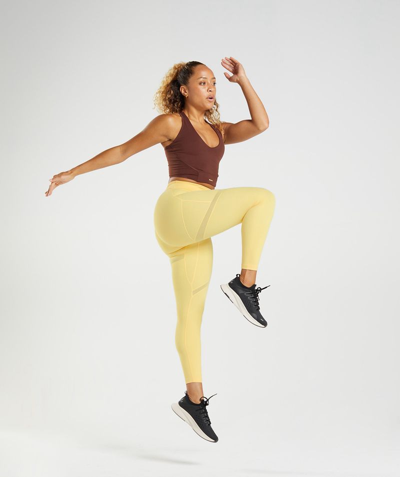 Women's Gymshark Whitney Mesh Leggings Yellow | USA  2537-AGILB