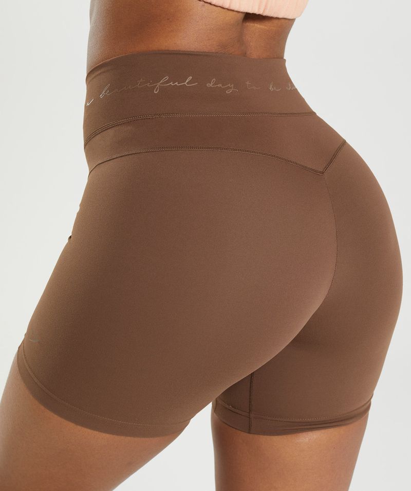 Women's Gymshark Whitney Mesh Shorts Brown | USA  8046-HCUFZ