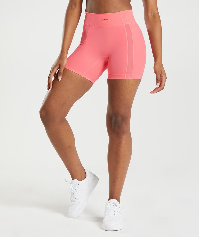 Women\'s Gymshark Whitney Mesh Shorts Pink | USA  3761-EHUMA