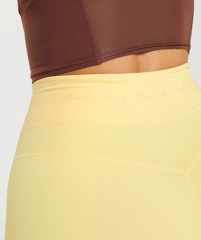 Women's Gymshark Whitney Mesh Shorts Yellow | USA  9214-RBAGH