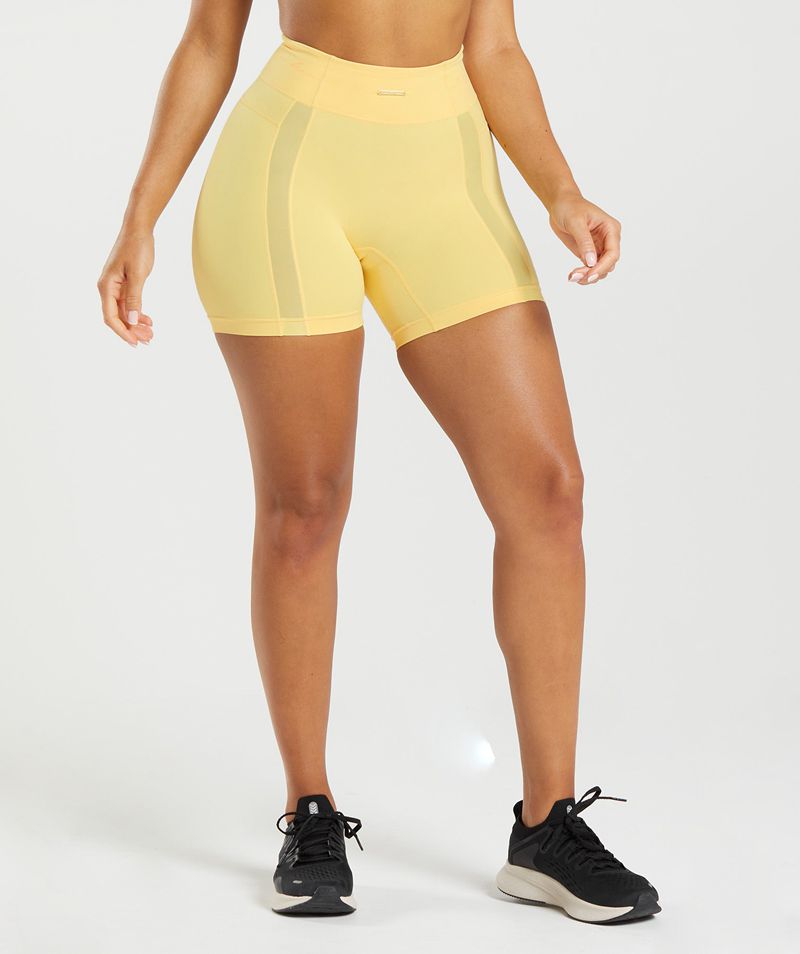 Women\'s Gymshark Whitney Mesh Shorts Yellow | USA  9214-RBAGH