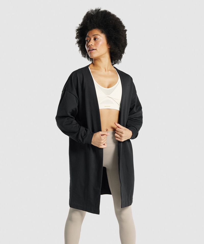 Women\'s Gymshark Whitney Oversized Robe Tops Black | USA  3269-UXCKP