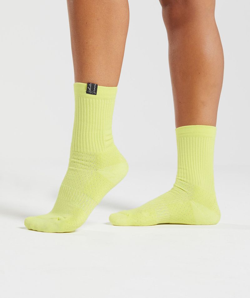 Women's Gymshark Whitney Tab Crew 1pk Socks Green | USA  6308-DJTRM