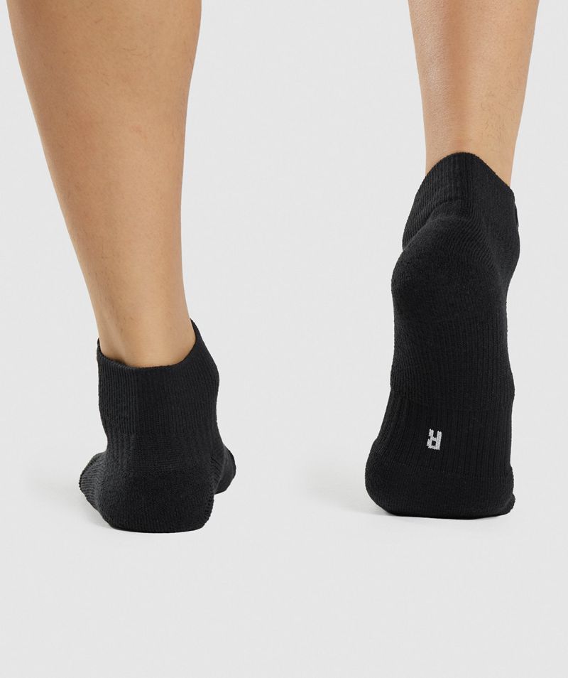 Women's Gymshark Woven Tab Sneaker 3pk Socks Black | USA  6825-BDMOR