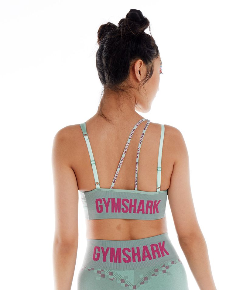 Women's Gymshark Wtflex Cyborg Seamless Sports Bra Turquoise | USA  2869-MNZHD