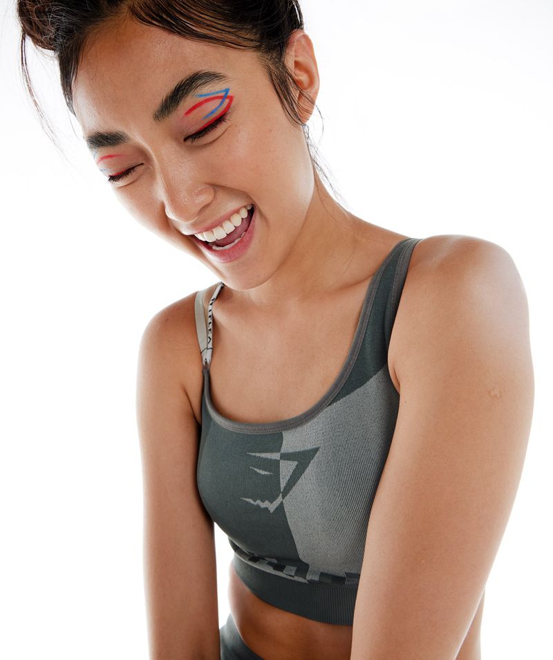 Women's Gymshark Wtflex Cyborg Seamless Sports Bra Grey | USA  2975-VDYIO