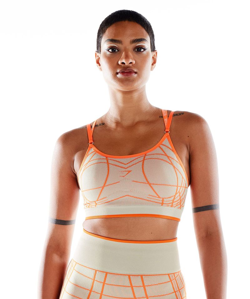 Women's Gymshark Wtflex Linear Seamless Sports Bra Grey Orange | USA  5387-EPYGX