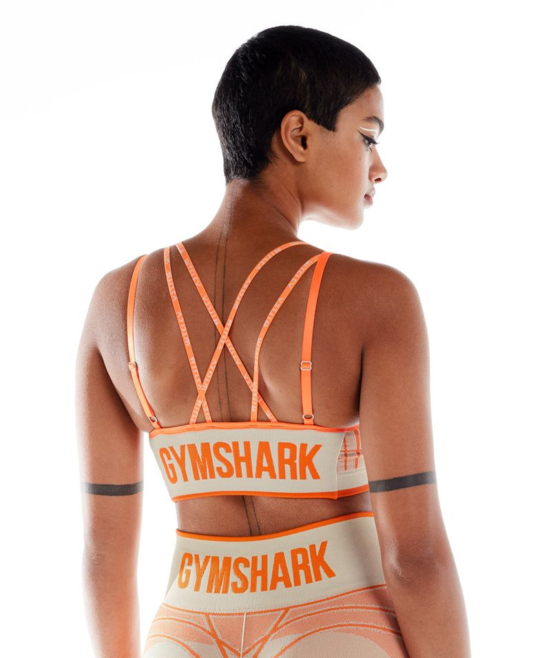 Women\'s Gymshark Wtflex Linear Seamless Sports Bra Grey Orange | USA  5387-EPYGX