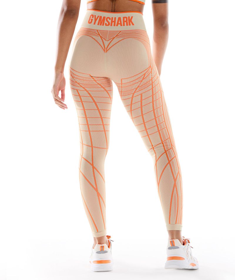 Women's Gymshark Wtflex Linear Seamless Leggings Grey Orange | USA  9468-THOSR